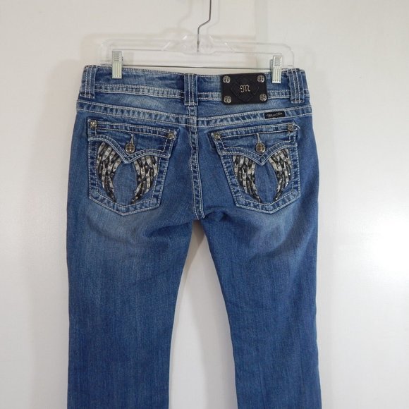 MISS ME JEANS boot bootcut wings bling rhinestones JP6086B2 western cowgirl 29 - Picture 5 of 7